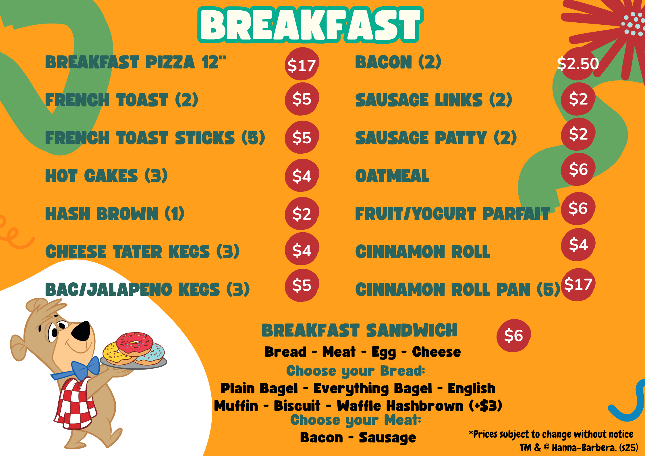 Breakfast Menu – Cartoon Café at Jellystone Park™ South Haven Breakfast menu at Cartoon Café in Jellystone Park South Haven