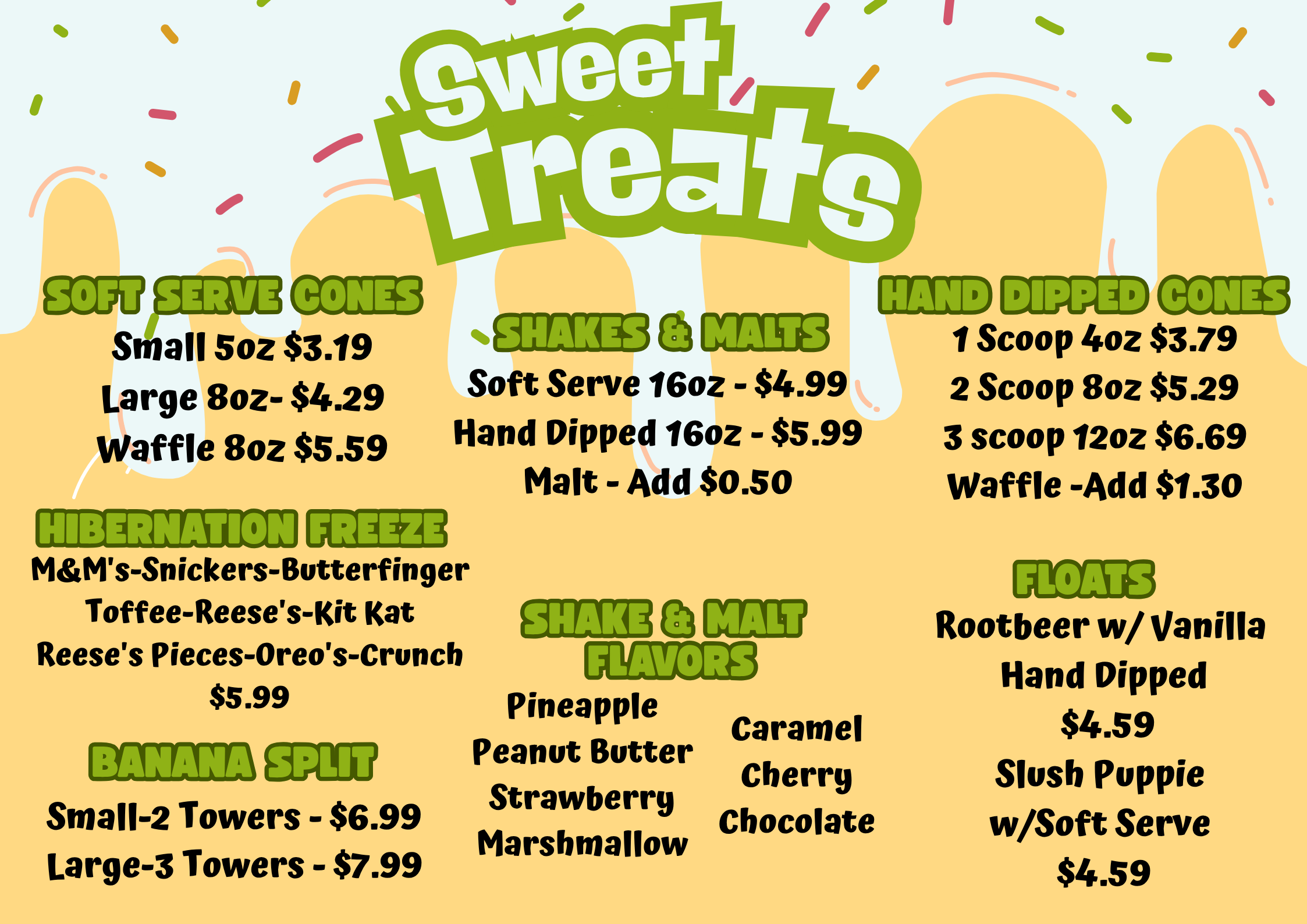 Sweet Treats Menu – Cartoon Café at Jellystone Park™ South Haven Sweet treats menu at Cartoon Café in Jellystone Park South Haven