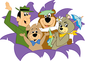 Yogi Bear and friends enjoying a fun group activity at Jellystone Park