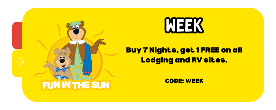 Stay 7 nights get 1 free lodging and RV site discount at Jellystone Park South Haven Fun in the Sun promotion